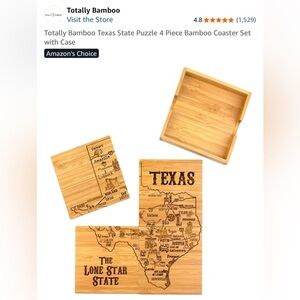 Totally Bamboo Texas State 4 Piece Bamboo Coaster Set